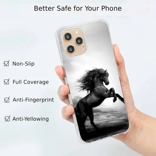 Vista 2 de Funda de teléfono de caballo negro compatible con iPhone 14 Pro Max, funda de caballo exquisita y fresca para iPhone 14 Pro Max, funda protectora