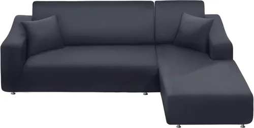 Vista 14 de NAISI Funda para sofá en forma de L, 2 piezas, funda elástica suave con 2 fundas de almohada, protector de muebles, fundas de sofá seccional de 3