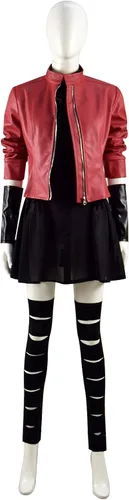 Vista 2 de Disfraz de bruja escarlata para cosplay de Wanda Maximoff, para mujer, niña, color rojo