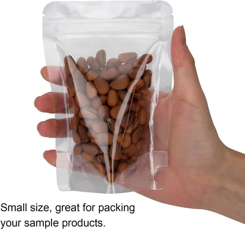 Vista 3 de Blisstime Paquete de 50 bolsas de pie, bolsas autoadhesivas transparentes resellables con muesca de desgarro para embalaje de alimentos