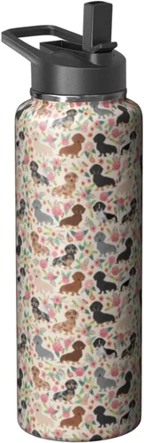 Vista 39 de Dachshund - Vaso de viaje aislado de acero inoxidable de 20 onzas con asa y pajilla, regalo para mujer, para el Día de la Madre, a prueba de fugas