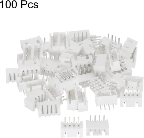 Vista 3 de MECCANIXITY Conector de 0.100 in, adaptador macho de 4 pines, cabezal de clavija de ángulo recto, enchufe blanco para conexión de cable a placa