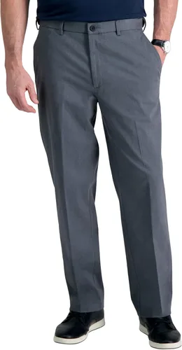 Vista 11 de Haggar Pantalón casual para hombre de alta calidad, sin planchado, color caqui, ajuste clásico, parte delantera plana