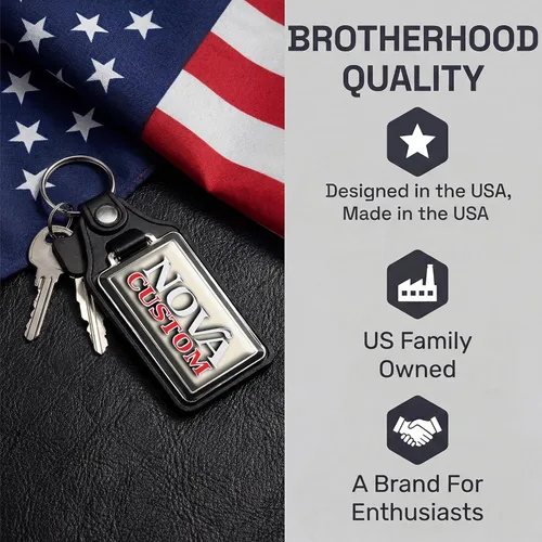 Vista 7 de Brotherhood Car Key Chain for Nova - Classic Models Keychain for Men and Blanco antiguo - Personalizado 1975