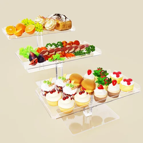 Vista 11 de Bakzon Soporte de 3 piezas para cupcakes, juego de mesa de postres de acrílico transparente con patas de soporte de hierro para cumpleaños
