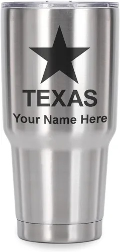 Vista 41 de LaserGram Vaso aislado al vacío de 20 onzas, bandera de Texas, grabado personalizado incluido (negro)