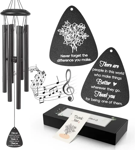 Vista 12 de Regalo para papá, campanillas de viento negras de 25 pulgadas, regalos de cumpleaños para papá de hija e hijo, regalos de papá para el día