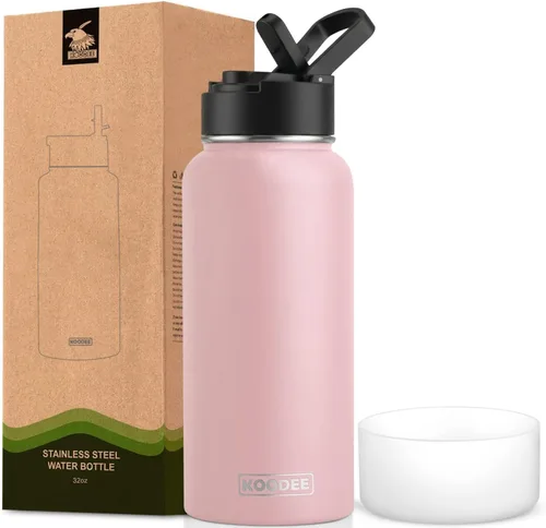 Vista 47 de koodee Botella de agua para niños, botella de agua de acero inoxidable de 12 onzas con aislamiento al vacío para la escuela, botella de agua de boca