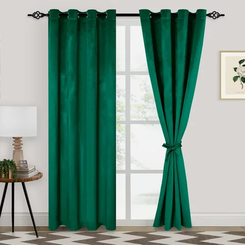 Vista 30 de XWZO Cortinas de terciopelo azul de 63 pulgadas de largo, elegantes cortinas de lujo suaves para sala de estar, aislamiento térmico, oscurecimiento