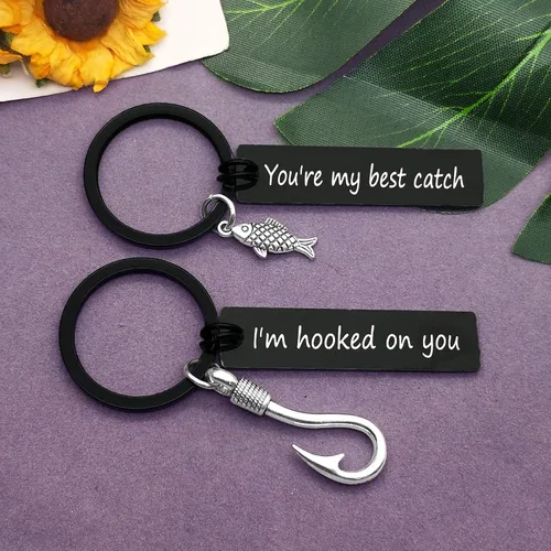 Vista 4 de Vadaka Joyería para el día de San Valentín, joyería para parejas, regalo para amantes de la pesca, regalos para parejas, para él, ella, llavero