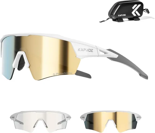 Vista 7 de KAPVOE Gafas de ciclismo fotocromáticas para hombres y mujeres, gafas de sol deportivas con protección UV, gafas de bicicleta de montaña, MTB
