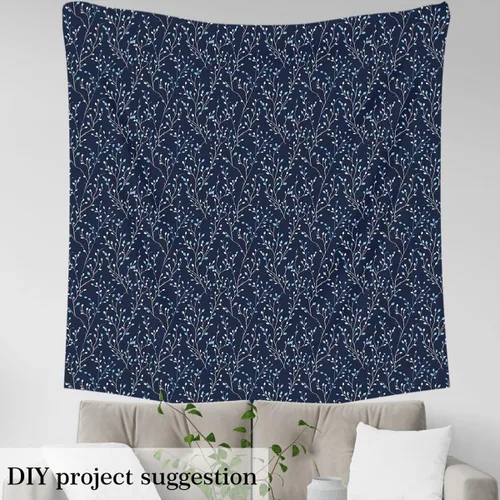Vista 3 de The Yard - Tela impermeable azul marino para exteriores, para sillas de 3 yardas, tela de flor de ciruelo de flores por yarda, decoración de ramas