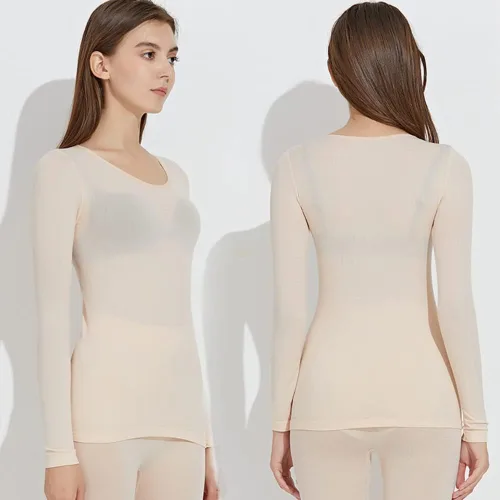 Vista 8 de PHILISENMALL Conjunto de ropa interior térmica para mujer, con forro polar y capa base para accesorio de culturismo