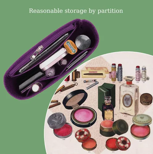 Vista 5 de Lckaey Bolsa Organizador Inserto para Chanel Classic Flap Mini Bag Shaper Monedero Inserto - Bolso Premium Felt Organizer 2009Purple-mini