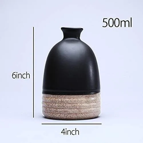 Vista 2 de Botella de vino japonesa de cerámica retro 1 uds., Sake Pot Cruet con corcho, 16.9 fl oz