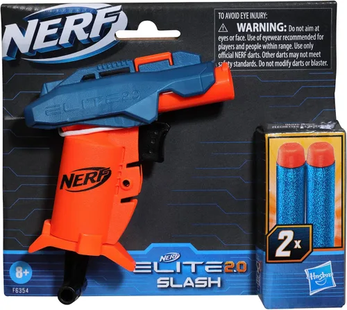 Vista 3 de Nerf Elite 2.0 Slash Blaster, incluye 2 dardos Nerf Elite, mango de tracción para prima, pistola de espuma de juguete para juegos al aire libre