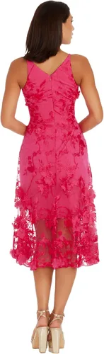 Vista 2 de Dress the Population Vestido midi para mujer Audrey, con escote profundo Begonia