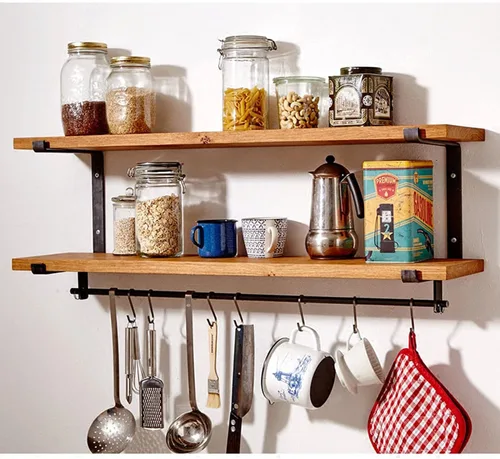 Vista 2 de Drsyffsup Estante de pared para cacerola colgante para utensilios de cocina, 23.6 in/31.5 in/35.4 in/39.4 in/47.2 in, estantes organizadores