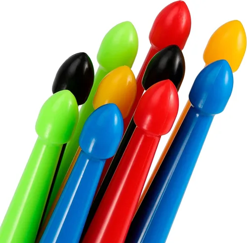 Vista 3 de MUKCHAP 10 pares de baquetas de nailon 5A, baquetas de ejercicio de plástico antideslizante, baquetas multicolor para percusión de instrumentos