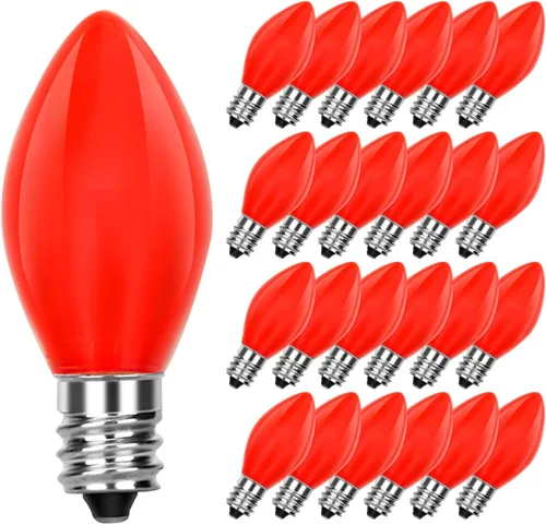 Vista 12 de Paquete de 25 bombillas C7 transparentes de repuesto, bombillas C7 de Navidad para exteriores, bombillas nocturnas de 5 W, bombillas incandescentes