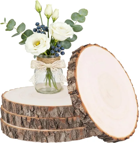 Vista 10 de ilauke - 6 rebanadas de madera para centros de mesa, círculos de madera de 7 a 8 pulgadas para manualidades