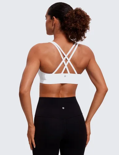Vista 5 de CRZ YOGA Brasier deportivo con tirantes delgados para mujer, para fitness o ejercicio físico, brasier con relleno y espalda cruzada para yoga