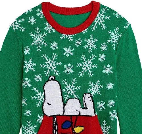 Vista 2 de Peanuts HYBRID APPAREL Snoopy - Holiday Nap - UnisexMen'sWomen's Funny Ugly Christmas Pullover Sweater - Gift Ideas
