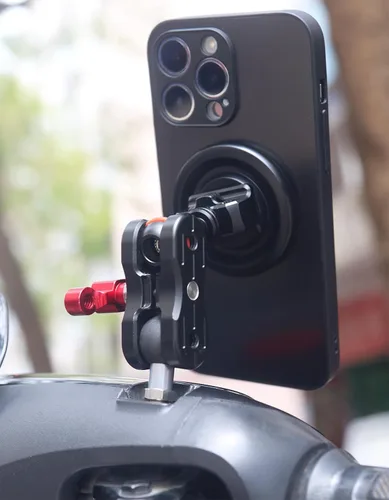 Vista 4 de Adaptador de bola de 20 mm con perno M8 - Base de acero inoxidable resistente y bola recubierta de TPU para motocicleta, GPS y cámaras Dash