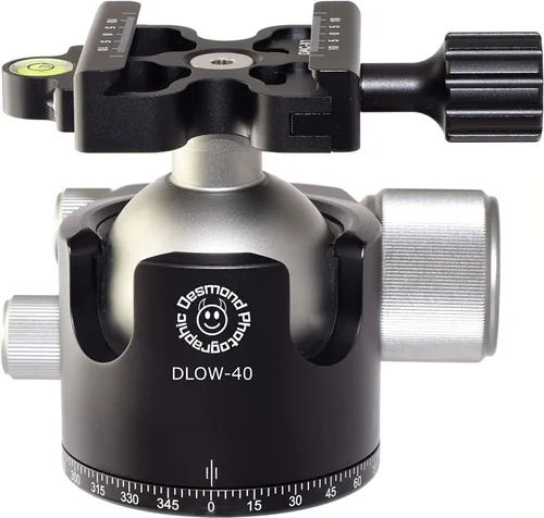 Vista 3 de Desmond DLOW-40 - Cabezal de bola de perfil bajo de 1.575 in, compatible con bloqueo de cacerola para trípode