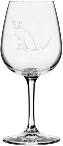 Vista 89 de Copa de vino de 12.75 onzas con temática de gato abisinio grabada para todo uso