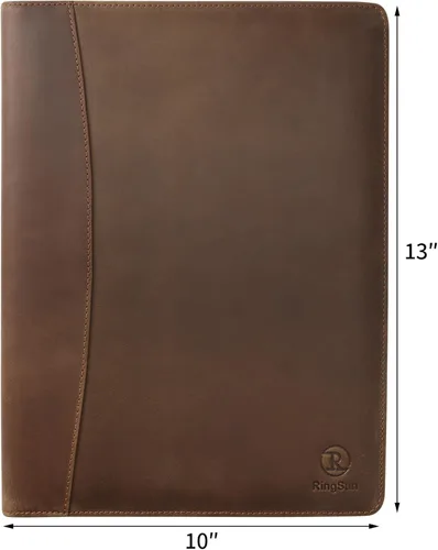 Vista 2 de Organizador de portafolio de piel Ringsun para hombres y mujeres, portafolio de cuero para negocios, currículum, bloc legal, portafolio de notas