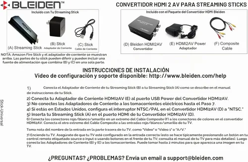 Vista 3 de Convertidor HDMI a AV compuesto para Amazon Fire Streaming Stick: use Amazon Fire Streaming Stick con televisores más antiguos que tengan entradas