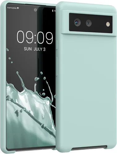 Vista 122 de kwmobile Funda Compatible con Google Pixel 6 Pro - Funda de teléfono de silicona TPU con acabado suave - Azul Arrecife