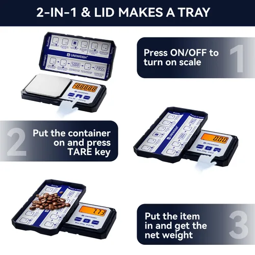 Vista 5 de UNIWEIGH - Báscula digital de bolsillo (7.05 oz/0.00 oz) de precisión Small Scales Grams Ounces with 6 Units,Jewelry scale,Coin Scale with 50g