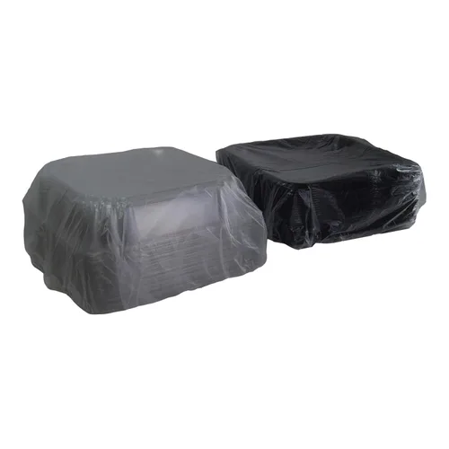Vista 2 de Sabert Bandeja cuadrada UltraStack negra de 12 pulgadas con tapa transparente de cúpula de 3 pulgadas, plástico duradero, desechable, 25