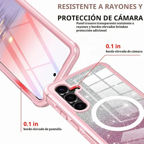 Vista 6 de Hekodonk Funda con Purpurina para Samsung Galaxy S24 Plus, Compatible con MagSafe