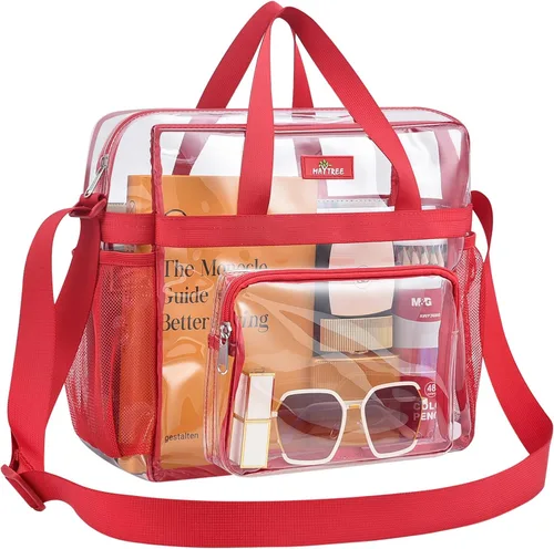 Vista 59 de MAY TREE Bolsa transparente para eventos en estadios de 12 x 6 x 12 pulgadas, bolsa de almuerzo transparente con correas reforzadas para trabajo