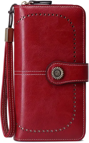 Vista 12 de VONCOSS Cartera larga con cremallera alrededor de las mujeres de gran capacidad, para tarjetas de crédito, soporte para teléfono, embrague