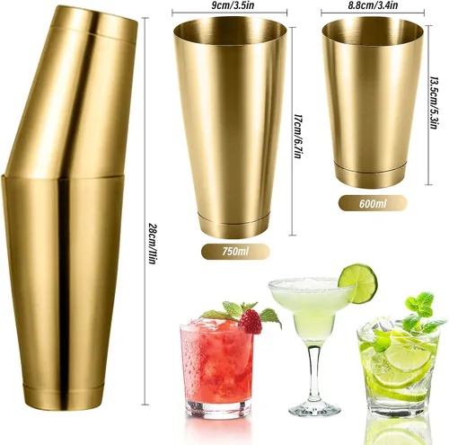 Vista 8 de Coctelera de acero inoxidable sin fugas, coctelera de bebidas de 15.69 onzas, mezclador profesional de margarita, coctelera de acero inoxidable
