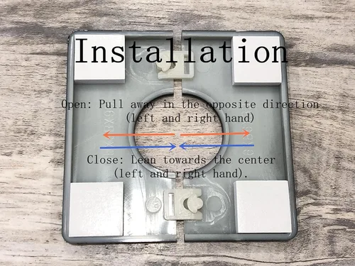 Vista 5 de 2 piezas de brida dividida de pared, placas de escudo autoadhesivas cuadradas de ABS con diseño de hebilla para tubo de 0.47"/12mm de diámetro