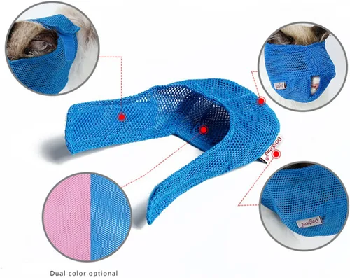 Vista 3 de Bozales para gatos – Bozales de malla transpirable que evitan que los gatos muerdan y mastiquen – Anti mordidas antimaullidos (azul-L)