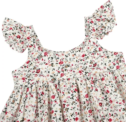 Vista 6 de Ropa de bebé para niñas, 3 piezas, tops florales, vestidos, pantalones cortos, diadema