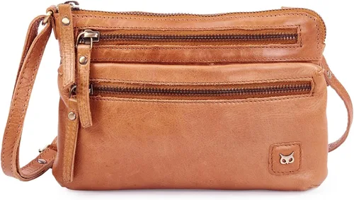 Vista 4 de Wise Owl Accessories Bolso bandolera pequeño de cuero real para mujer, bolso cruzado de moda