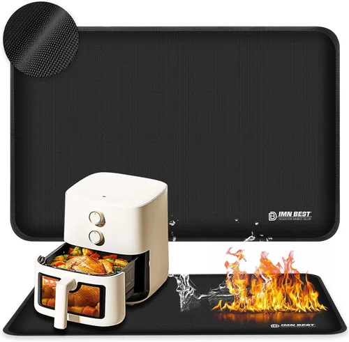 Vista 11 de Alfombrilla resistente al calor de 23.5"X15.5" para sitio de freidora de aire, alfombrilla de silicona ignífuga para encimera de cocina