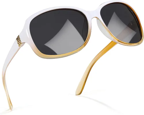 Vista 28 de SIPHEW - Gafas de sol polarizadas para mujer, gafas de sol cuadradas clásicas para mujer con protección UV Gafas de sol polarizadas negras A01