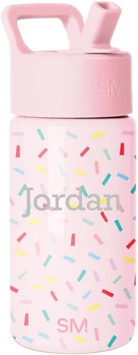Vista 24 de Simple Modern - Botella de agua para niños y vaso para niños pequeños, 14 onzas, lazos Insulated Stainless Steel Toddler Water Bottle, Kids