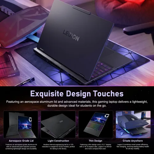 Vista 8 de Lenovo Legion 5 15.1" RTX 5070 Intel Core i9-14900HX Gaming OLED Laptop