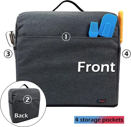 Vista 3 de Funda a prueba de polvo para batidora de pie, con bolsa organizadora para mezcladora Kitchenaid, múltiples bolsillos para varios accesorios de Negro