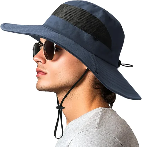 Vista 13 de PFFY Sun Beach Hats for Women Men UV Protection Wide Brim Foldable Fishing Sun Bucket Hat Outdoor Essentials