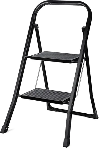 Vista 10 de Delxo Taburete Escalón Plegable - Metal de Un Escalón para Adultos, Resistente, Capacidad Máxima de 330 libras, Antideslizante para RV, Cocina